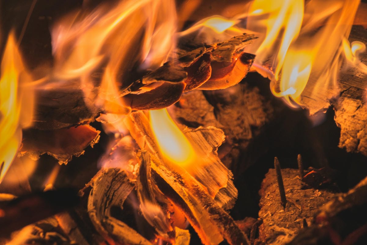 gros plan bois en flammes couleurs magnifiques feu